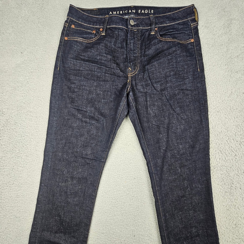 American Eagle Airflex+ Slim Jeans Men 36x29.5 Dark Indigo Blue Stretch Denim